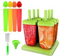 Killow 12 Piezas Kit de Molde para Helados,Reutilizable Moldes Silicona, 6 Piezas Moldes de paletas, 4 Moldes de Silicona para Helados, Cepillo de Limpieza y Plegable Embudo