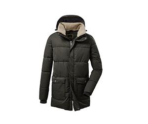 Killtec Men's Parka informal y funcional con aspecto de plumón con capucha con cremallera y cuello de forro polar Sherpa con cremallera GW 46 MN QLTD PRK, antracita verde, XXL, 37575-000