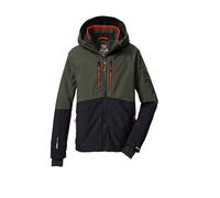 killtec Niños Chaqueta de esquí/chaqueta funcional con capucha y protección contra la nieve KSW 201 BYS SKI JCKT, dunkeloliv/schwarzblau/dunkelorange, 128, 43468-000