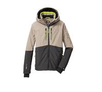 killtec Niños Chaqueta de esquí/chaqueta funcional con capucha y protección contra la nieve KSW 201 BYS SKI JCKT, hellsand/dunkelstein/neongelb, 152, 43468-000