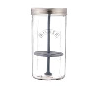 Kilner Set de conservación de hierbas frescas hasta 3 semanas, tarro de boca ancha con tapa de acero inoxidable y elevador de silicona