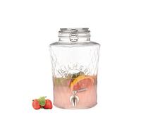 Kilner Diamond - Dispensador de bebidas de cristal de 5 litros con grifo de acero inoxidable, tapa hermética con clip y sello de silicona, ideal para zumos, cócteles y bebidas infundidas