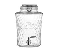 Kilner Diamond - Dispensador de bebidas de cristal de 5 litros con grifo de acero inoxidable, tapa hermética con clip y sello de silicona, ideal para zumos, cócteles y bebidas infundidas