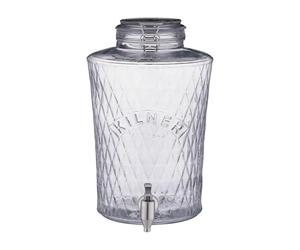 KILNER Dispensador de bebidas Diamond con grifo, 8 litros, 27,5 x 22,5 x 35,5 cm, cierre de clip y grifo gastro de acero inoxidable, dispensador de bebidas antigoteo de alta calidad para facilitar el
