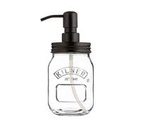 Kilner Dispensador de jabón líquido y loción de 500 ml, Tarro de Vidrio con Bomba de Acero Inoxidable, Duradero, Uso en Cocina y baño
