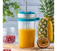 Kilner Juego de batidos de vidrio con pajita reutilizable de acero inoxidable