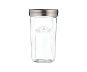 Kilner Juego de tarros de tamiz con tarro de vidrio de 0,5 litros con tapa de tamiz de acero inoxidable y tapa, ideal para tamizar harina, cacao en polvo y azúcar glaseado, perfecto para hornear