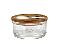 Kilner Salt Pot - Tarro de sal (350 ml, cristal estriado, tapa de madera) | Olla para sal marina y especias con cuchara de acero inoxidable, apta para lavavajillas, cierre hermético, 13,6 cm de altura