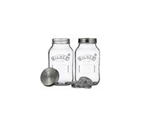 KILNER Set de fermentación con 2 tarros de vidrio de 1 l / acero inoxidable transparente