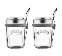 Kilner - Tarro de boca ancha con cuchara y soporte de silicona para cuchara (0,35 L, 2 unidades)