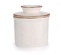 KILNGPT - Mantequera francesa de cerámica, refrigerada por agua con línea de flotación, campana de mantequilla para untar para la cocina - Shell White