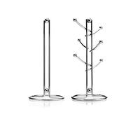 Kilo Kitchen Roll and Mug Holder Set Juego de Soporte para Tazas y Toallas de Papel, Cromado, 34 cm, Cromo, Talla única