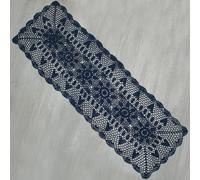 kilofly Camino de mesa rectangular de encaje de ganchillo hecho a mano, 15 x 51 pulgadas, azul