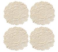 kilofly ganchillo encaje de algodón manteles Doilies Value Pack, 4 piezas, Rosario, algodón, beige, 15 inch beige