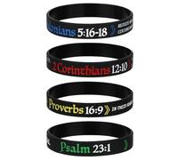 kilofly Pulsera de silicona con versículo bíblico de 4/8 piezas, Talla única, Silicona, sin tipo de gema