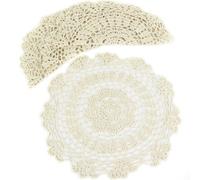kilofly Tapetes de ganchillo y encaje de algodón con motivo floral, 4 unidades, algodón, beige, 12 inch beige