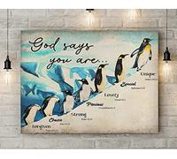 KILSPU Penguin Penguin God Says You Are God Penguin Gifts for Women Penguin Gifts for Men Gift for Her Wall Art Poster Cute Sign Wall Decor Poster Metal Sign 12 x 16 pulgadas