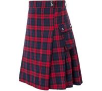Kilt de tartán para hombre Kilt de tartán con correas y amplios bolsillos de carga, rojo, XX-Large