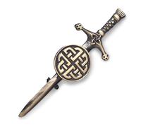 Kilt Emporium Celtic Lovers Knot Kilt Pin simbólico de amor escocés y vida eterna, latón libre de óxido, 4 pulgadas, 4", Latón, No es una piedra preciosa