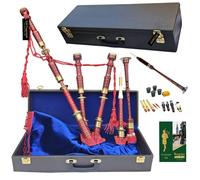 Kilt Emporium Gaita escocesa tradicional - Juego completo con accesorios y estuche rígido (oro rosa, azul-rojo)