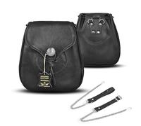 Kilt Emporium Rob Roy Sporran - Riñonera de piel hecha a mano, medieval, renacentista, escocesa, con cierre de peltre ornamentado, Negro -, 7.5 Inches Width, 8.5 Inches Length, Sporran