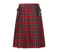 Kilt escocés clásico a cuadros para hombre - Falda escocesa con bolsillos contrastantes - Ropa de calle - Kilt gótico - Faldas medievales tradicionales de la época, rojo, XXL