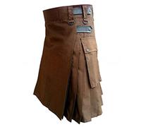 Kilt escocés hombre falda escocesa para hombres tartán irlandés faldas de fiesta tradicional guerrero medieval escocia falda gótica plisada vintage ropa kilt utilidad, marrón, L