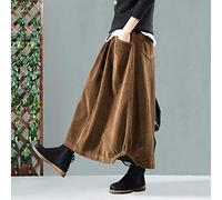 Kilt Falda Escocesa Otoño Invierno Falda De Pana Mujeres Vintage Midi Faldas Largas Mujer Cintura Elástica A-Line Falda Plisada Talla Grande Talla Única,Marrón