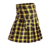 Kilt Kilt - Kilt para hombre, escocés, gótico, a cuadros, Kendo Kilt, táctico, estilo cargo, retro, steampunk, falda vintage, vestido de moda, vestido cargo, falda escocesa con bolsillos, amarillo,