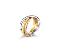 Kim Johanson Anillo de acero inoxidable para mujer, tricolor, en plata, oro y oro rosa, anillo envolvente, resistente al agua, joyas para mujer, 3 anillos cerrados, anillo para mujer en diferentes
