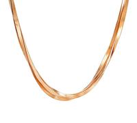 Kim Johanson® Collar para mujer de acero inoxidable "Alma* en plata, oro y oro rosado, cadena de varias filas, cadena de serpiente, resistente al agua, joya bohemia para mujer, longitud ajustable,