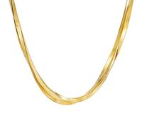 Kim Johanson® Collar para mujer de acero inoxidable "Alma* en plata, oro y oro rosado, cadena de varias filas, cadena de serpiente, resistente al agua, joya bohemia para mujer, longitud ajustable,