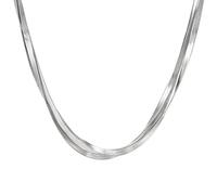 Kim Johanson® Collar para mujer de acero inoxidable "Alma* en plata, oro y oro rosado, cadena de varias filas, cadena de serpiente, resistente al agua, joya bohemia para mujer, longitud ajustable,