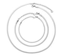 Kim Johanson Juego de cadena de serpiente de acero inoxidable para mujer *Lia* collar, pulsera y tobillera en plata, oro y oro rosa, juego de joyas multicapa, resistente al agua, joyas bohemias para