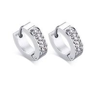 Kim Johanson Pendientes de aro "Noble" de acero inoxidable para mujer con circonitas cúbicas, incluye bolsa para joyas