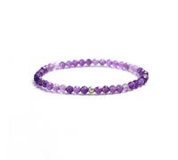 Kim Johanson® Pulsera de perlas para mujer, amatista, con piedras naturales auténticas y perlas de plata 925, piedra natural con perlas de piedras preciosas de 4 mm, pulsera elástica de bolas,