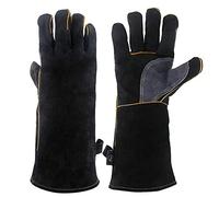 KIM YUAN Guantes de cuero resistentes al calor extremo y al fuego con costuras de Kevlar, guantes perfectos para soldar, horno, parrilla, barbacoa, chimenea, estufa, soporte para ollas, soldador Tig