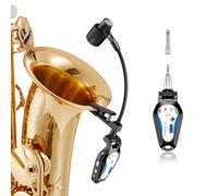 KIMAFUN Micrófono Inalámbrico para Saxofón 2.4G, Sistema de Micrófono Inalámbrico Clip-on para Instrumentos para Saxofón, Corno Francés, Trompeta, Trombón, G120