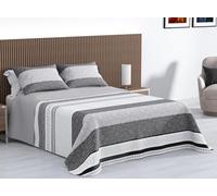 Kimbatex Colcha Bouti Estampada 100% Microfibra Termosellada, Diseños EOS, Talia y Nereida, Reversible con Fundas de Cojín (Talia Gris, Cama 90cm 180x260cm + 1 cojin)