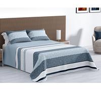 Kimbatex Colcha Bouti Estampada 100% Microfibra Termosellada, Diseños EOS, Talia y Nereida, Reversible con Fundas de Cojín (Talia Azul, Cama 180cm 270x260cm + 2 Cojines)