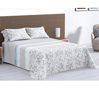 Kimbatex Colcha Bouti Estampada 100% Microfibra Termosellada, Diseños EOS, Talia y Nereida, Reversible con Fundas de Cojín (Nereida Gris, Cama 150cm 250x260cm + 2 Cojines)