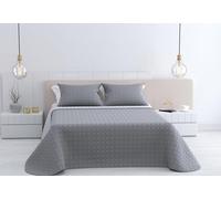 Kimbatex Colcha Bouti Termosellada Emboss, 2 Diseños Coimbra y Aveiro, 100% Poliéster, Disponible en Blanco, Gris y Beige, Varios Tamaños (Coimbra Gris, Cama 150cm 250x260cm + 2 Cojines)