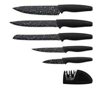 Kimbatex kitchen Set de Cuchillos de Cocina, 5 Piezas con Afilador, Acero Inoxidable, Disponible en Negro o Multicolor (Negro)