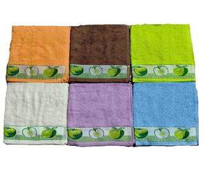 Kimbatex Textil Hogar Tienda Juego de 12 Paños de Cocina Multicolor, 50 x 50 cm, 100% Algodón Rizo Americano 500g/m², Diseño de Frutas Fabricado en Portugal. (Manzanas)
