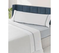 Kimbatex Textil Hogar Tienda Juego de Sábanas 100% Algodón Peinado, 200 Hilos, Percal, Diseño con Líneas, Disponible en Taupe, Gris, Salmón y Celeste (Celeste, Cama 180cm)