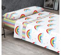 Kimbatex Textil Hogar Tienda Juego de Sábanas Infantiles Roomers Bed Linen. Surtido De Modelos y Tamaños. 50% algodón 50% poliéster. Calidad 30/30 144/Hilos. (Arcoiris, Cama 135cm)