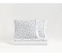 Kimbatex Textil Hogar Tienda NAF NAF Juego de Sábanas 3 Piezas, 50% Algodón-Poliéster, Diseños Florales y Rayas, para Cama 90cm 135cm y150 cm (Garden Azul, Cama 90cm)