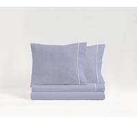 Kimbatex Textil Hogar Tienda NAF NAF Juego de Sábanas 3 Piezas, 50% Algodón-Poliéster, Diseños Florales y Rayas, para Cama 90cm 135cm y150 cm (Rayas Azul, Cama 90cm)