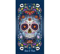 Kimbatex Textil Hogar Tienda Toalla de Playa de Microfibra 100% 90x170cm - Secado Rápido, Ligera y Compacta - 20 Diseños Exclusivos (Calavera 2026)