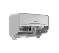 Kimberly-Clark Professional Icon™ - Dispensador de Papel higiénico estándar sin núcleo, 2 Rollos horizontales (53698), con Placa Frontal de diseño de Mosaico Plateado; 1 dispensador y Placa Frontal